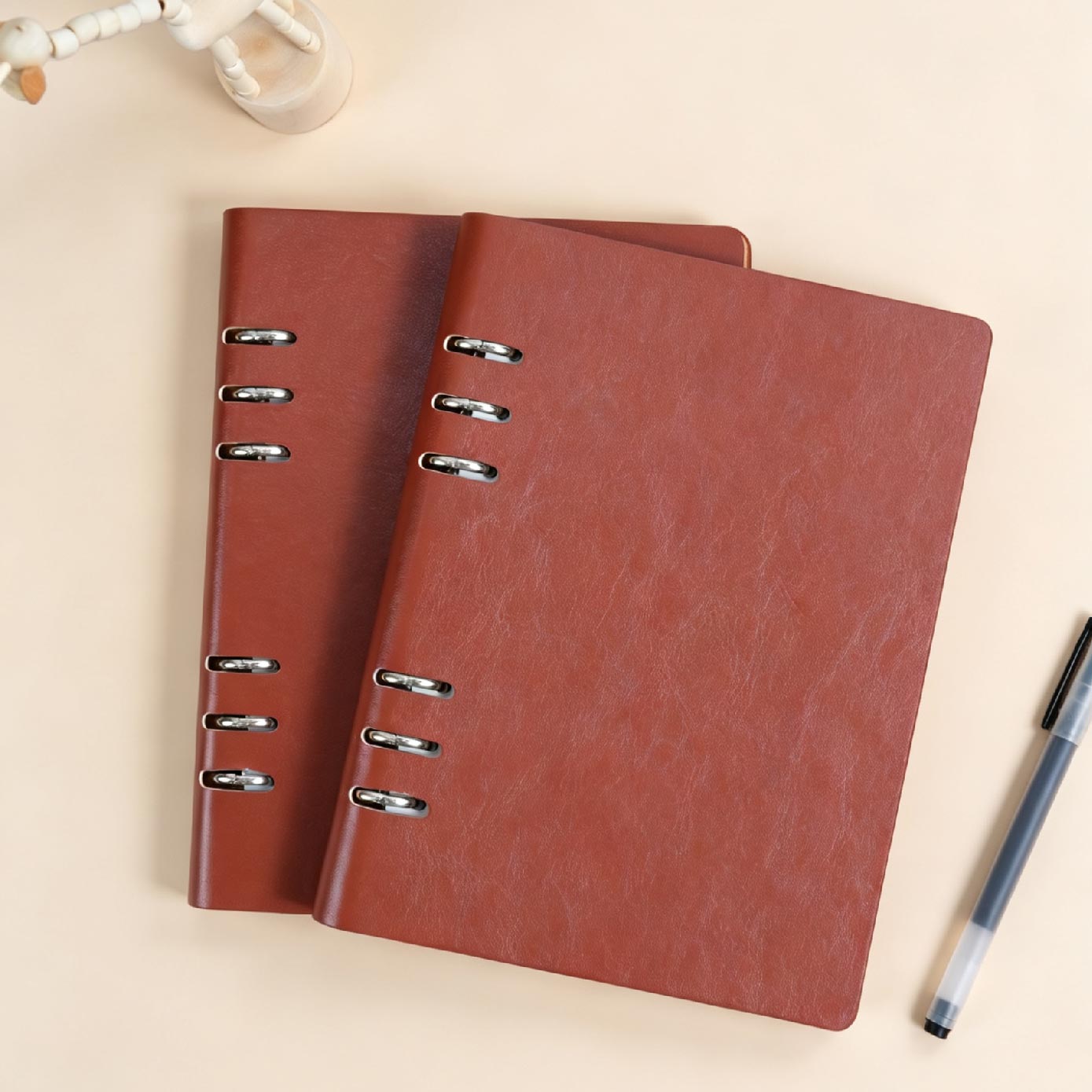 Leather Ring-Bound Notebook